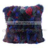 CX-D-107C Cheap Price and High Qaulity Genuine Fox Fur Patchwork Chair/Sofe Cushion Cover thumbnail-4