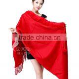 CX-B-P-34A Fur Trimmed Cape Fashion Fur Pashmina Shawl thumbnail-1