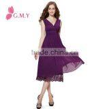 Women's Double V-neck Lace Sweep Backless Night Party Cocktail Dress thumbnail-1