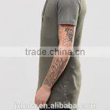 Men Soft High Quality Longline Curved Hem Crew Neck Plain Tight Slim Fit Muscle T-shirt OEM thumbnail-3