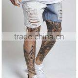High Quality Denim Shorts Half Color Distressed Jeans Shorts Custom thumbnail-3