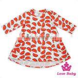 Lovely Children Dress Printed Long Sleeve Short Front Long Behind With 2 Pockets Latest Frock Designs thumbnail-2
