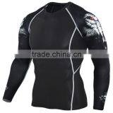 High quality fitness mens Gym sports muscle bodybuilding skin tight T-shirt