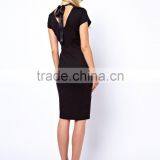 New Womens Crochet Trim Lace Neck Long Bodycon Stretch Fashion Pencil Midi Dress thumbnail-2