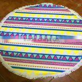 Alson Drop Shipping Round Beach Towel With Tassel Green&White &Blue Cotton Circle Beach Towels thumbnail-4