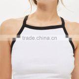 Black and White Contrast Color Basic Style Women's Crop Top thumbnail-2