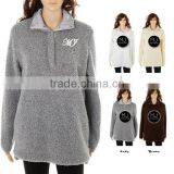 Monogram Long Sleeve Sweater Women Fleece Sherpa Pullover thumbnail-1