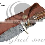 Damascus knife/Hunting knife/Deer stag