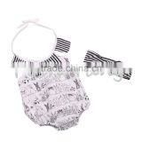 Wholesale Floral Print Romper Hot Selling Costumes Baby Romper 100% Cotton Summer Jumpsuit With Headband thumbnail-3