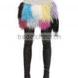 YR947 Fringed Patchwork Mongolia Wool Skirt Real Timbet Lamb Fur Skirt