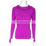 Breathable Dry Quick Hooded Yoga Shirts For Women Long Sleeve Professional Sports Running Tess Gym Fitness Workout Training Tops thumbnail-4