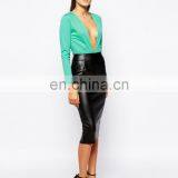 2014 Latest Design Black Leather Pencil Skirt thumbnail-3