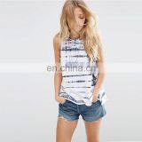 Fashion Summer Sleeveless Curved Hem Cotton t Shirt Womens Tank Top thumbnail-2