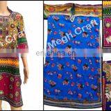 Tribal Dress - Traditional Afghan Tunic - Kuchi Ethnic Banjara Dress- Afghan Dress-Mirror Work Yokes Tunic