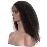 24 Inch Front Lace Human Brown Hair Wigs Afro Curl Malaysian Brazilian