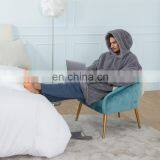 Indoor Bedroom Sleep Navy Soft Material Durable Wearable Hoodie Sherpa Oversized Blanket thumbnail-6