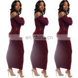 Autumn Winter Knitted Women Solid Slim Plus Size Long Pullovers Knitting Sweater Dress thumbnail-7