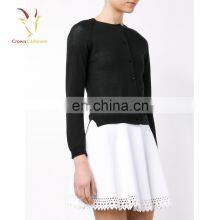 100% Cashmere Black Short Cardigan Sweater for Ladies thumbnail-2