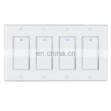 US Standard Zigbee WiFi Smart Remote Control 4 Gangs Button Swich Support Alexa& Echo Dot Google Home Voice Control