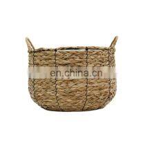 wholesale large natural handmade wicker straw corner storage basket  three-piece set with handles