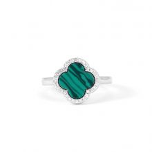 S925 sterling silver four-leaf clover ring female agate zircon rings simple style ring