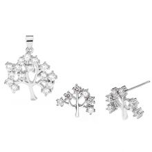 The Platinum Gold Plated 925 Sterling Silver Jewelry Set Life Tree Pendant Inlay Zircon