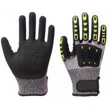 Anti Cut Anti Impact HPPE Liner Nitrile Sandy Coated TPR Vibration Reducing Gloves thumbnail-2