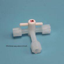 Teflon Pfa (polytetrafluoroethylene) Three - Way Valve, 1/4 Inch, Acid - and Alkali - Resistant, High - Temperature - Resistant With Hexagonal Nut thumbnail-2