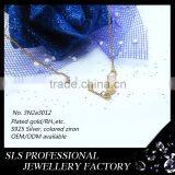 2015 Latest Design Simple and Generous 925 Sterling Silver Yellow Gold Plated Zirconia Pearl Necklace for Ladies thumbnail-4