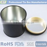 siliver round tea tin box with plastic insert lid