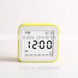 Best Teenager Home Promotional Gift OEM Multi-function Smart Digital Rotation Control Auto Light LCD Bedside Alarm Table Clock thumbnail-3