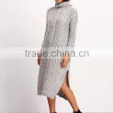 2016 Cold Winter Thick Long Sleeve Mock Neck Pullover Long Women Sweater Dress Quality Choice thumbnail-4