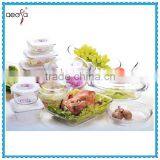 Heat Resistance Glass Borosil Clear Glass Lunch Box With Lock