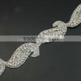 30mm Crystal Wedding Leaf Shape Bead Trim for Bridal Sash R2319 thumbnail-1