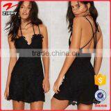 Latest Wholesale Adjustable Strap Custom Appliqued Little Black Dress thumbnail-1