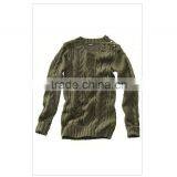 Lady's Winter Thick Cotton Fashion Pullover Sweater With Cable Knitting