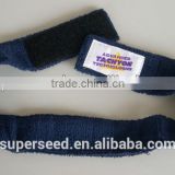 100% cotton terry hook and loop headband with logo label