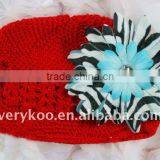 Newsgirl Crochet Kufi Hats With a Zebra Daisy Flower thumbnail-1
