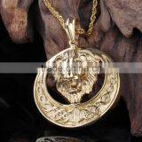 2015 New Design High Polish Animal Head Gold Coin Pendant thumbnail-1