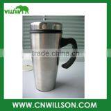 Double Wall Stainless Steel Tea Cup Water Bottle with handle and lid