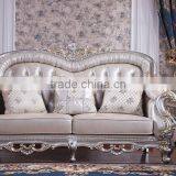 Graceful European Noble Living Room Furniture Genuine Leather Sofa Set thumbnail-4