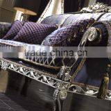 Neo Classic Elegant Purple Sofa Seat Set, Exquisite Carved Mahongany Sectional Sofa Set, Hanging Tassel Deco Sofa Set thumbnail-5