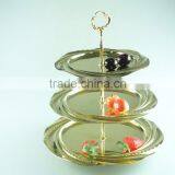 Stainless Steel Three Layer Metal Fruits Plate Leaf Decoration and Clourful thumbnail-4