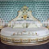 Luxuious Antique Solid Wood Italian Baroque Elegant Hand Painting Color French Retro King Size Round Bed thumbnail-1