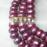 8-9mm Button Shape Lavender Freshwater Pearl Bracelet thumbnail-2