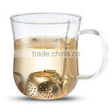 WCQ029 Tea Infuser Tea Ball Stainless Steel Loose Leaf Tea Strainer With Chain and Drip Trays Teapot Infuser Gift thumbnail-4