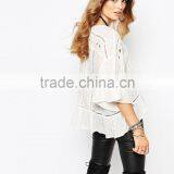 China Factory OEM ODM 2015 New Fashion Customized Semi-sheer Finish Top With Cut Out Detail thumbnail-2