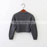 Fashion Kid Girls Rose Embroidery Short Kintted Sweater for Autumn thumbnail-4