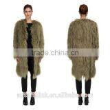 Best Selling Fashion Green Sheepskin Long Coats for Ladies thumbnail-6
