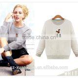 Latest Gray Short Pullover O-neck Hoody With Printing for Women thumbnail-3